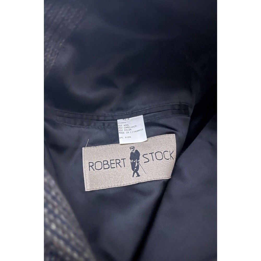 Vintage Wool Blended Robert Stock Blazer Nailshead Patterned Gray 42 - Picture 4 of 5